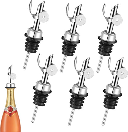 Liquor Pour Spout,Pour Spout for Liquor Bottles,Automatic Olive Oil Dispenser Spout,liquor dispenser,Olive Oil Spout,liquor bottle pourers Alcohol Wine Syrup Home Bar Accessories (Sliver, 6 Pack)