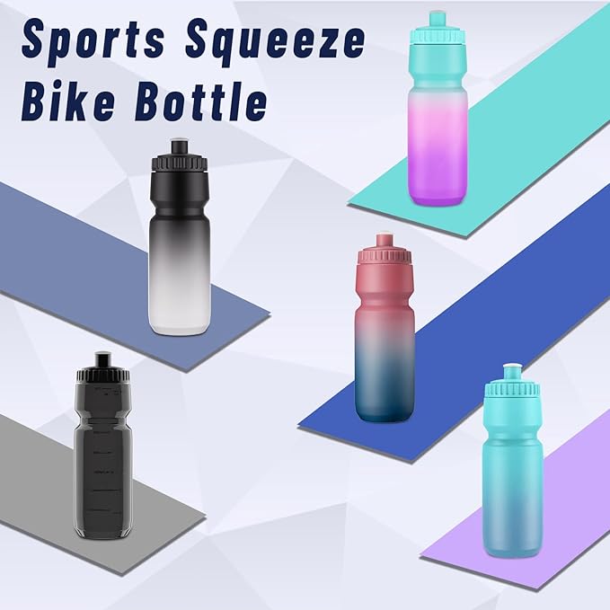 2 Pack Squeeze Water Bottles, 24oz Cycling Water Bottle, 720ml Bike Water Bottles BPA Free for cycling, Running, Hiking etc