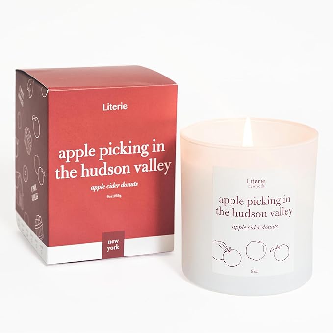 NYC Inspired Scented Candle: Apple Picking in The Hudson Valley - Apple Cider Donuts Scented, 9oz, 50 Hour Burn, Vegan Soy & Coconut Blend Candle for Home Decor, Gift for Women & Men