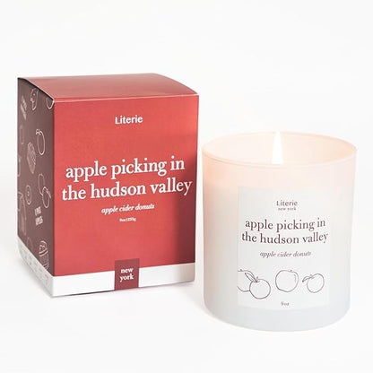 NYC Inspired Scented Candle: Apple Picking in The Hudson Valley - Apple Cider Donuts Scented, 9oz, 50 Hour Burn, Vegan Soy & Coconut Blend Candle for Home Decor, Gift for Women & Men