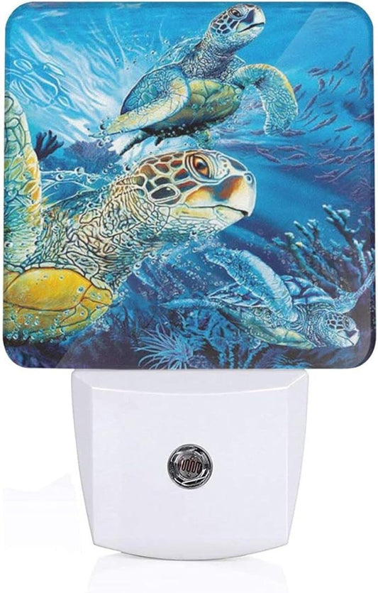 Sea Turtle Night Light for Kids Boys Plug into Wall Led Nightlight with Dusk to Dawn Sensor Compact Lamp Bedroom Bathroom Nursery Hallway Stairs Kitchen Home Decor