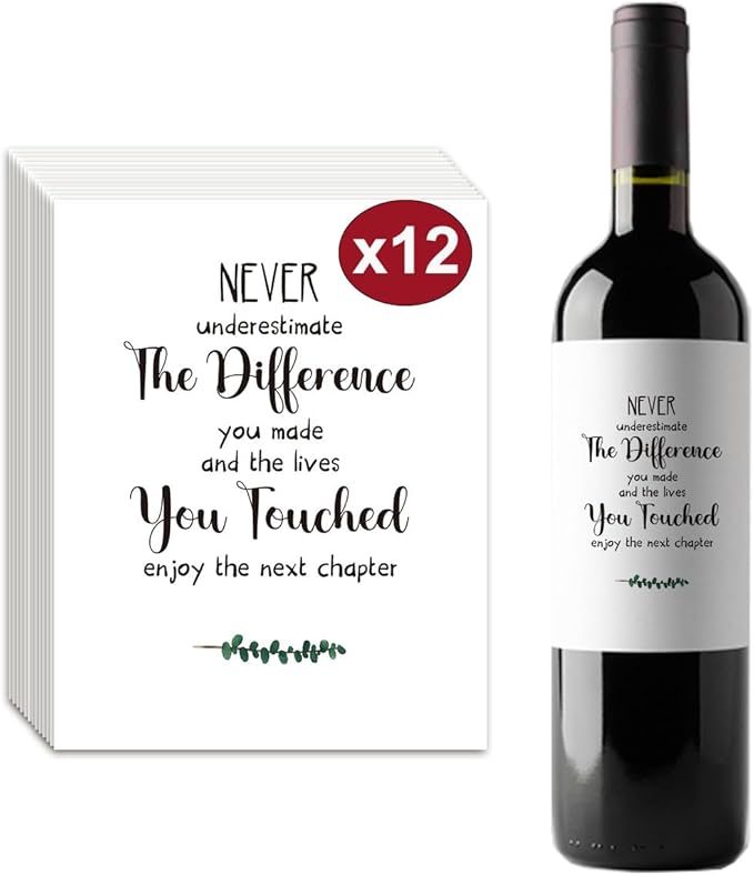 12 Pcs Farewell Gifts for Coworkers Wine Labels Goodbye Gifts for Friends Going Away Gifts for Employee Wine Bottle Stickers Enjoy the Next Chapter Wine Labels for Bottles