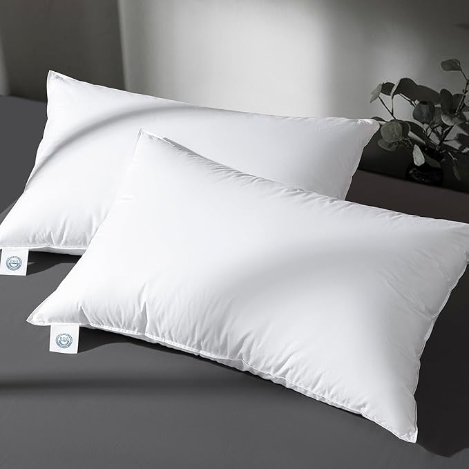 100% Canadian White Down Pillow - Luxury Sleeping Pillow for Back, Stomach & Side Sleepers - 800 Fill Power Bed Pillow (Queen-Firm)