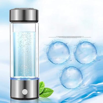 EKDJKK Portable Hydrogen Water Generator Bottle with PEM and SPE Technology, Up to 1300 PPB, Hydrogen Water Bottle, Hydrogen Water Ionizer Machine Ionizer Health Cup for Home Travel (Silver)