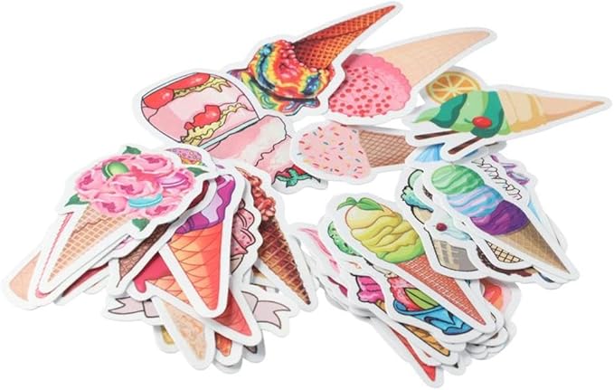 100 Pieces of Cute Sweet Ice Cream Stickers, Ice Cream Food Stickers, Dessert Stickers, Cake Stickers, Laptops, Water Bottles, Teacher Reward Stickers, Household Refrigerator