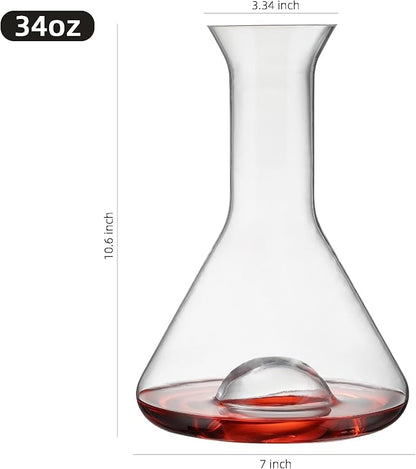 Wine Decanter Red Wine Carafe 34 oz Wine Aerator with Wooden Wine Cork Ball Red Wine Carafe Pitcher for Home Bar