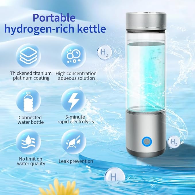 SASCA Portable Best Hydrogen Water Bottle Generator Machine With Advanced SPE/PEM Technology, Capacity 300 mL With 3000 PPb Alkaline Water Bottle For Home, Office, Travel, Daily Drinking and Gifts