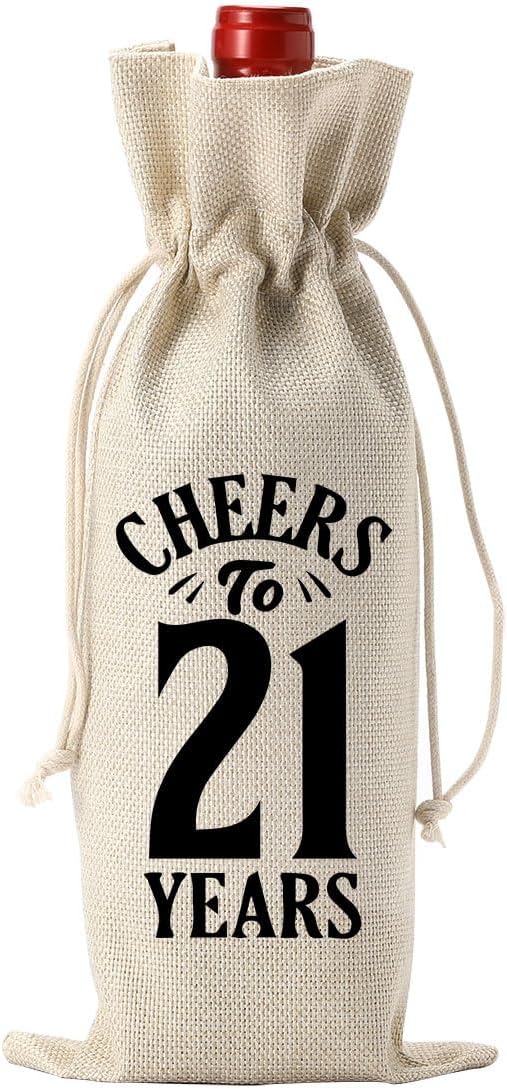 YUANHAO Funny 21st Birthday Wine Bag, 21st Birthday Gifts for Her, 21st Birthday Gifts for Him, 21st Birthday Gifts Wine Bag, Cheers to 21 Years Wine Bag