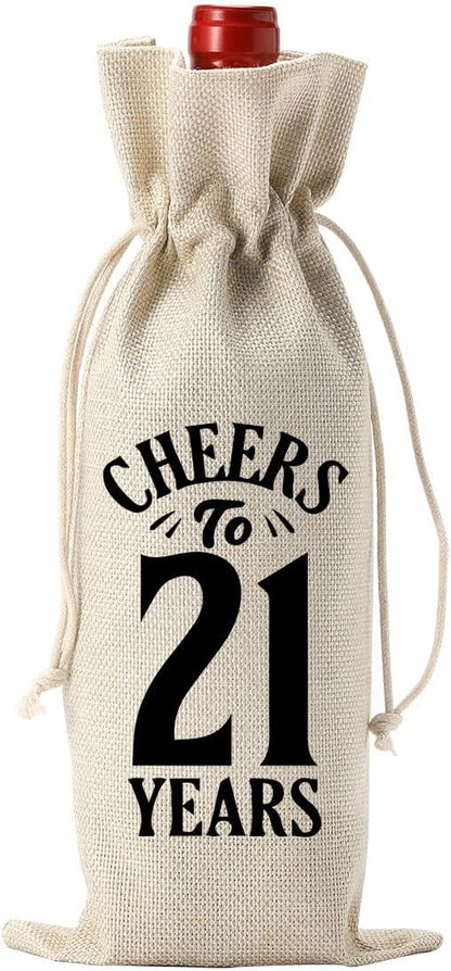 YUANHAO Funny 21st Birthday Wine Bag, 21st Birthday Gifts for Her, 21st Birthday Gifts for Him, 21st Birthday Gifts Wine Bag, Cheers to 21 Years Wine Bag