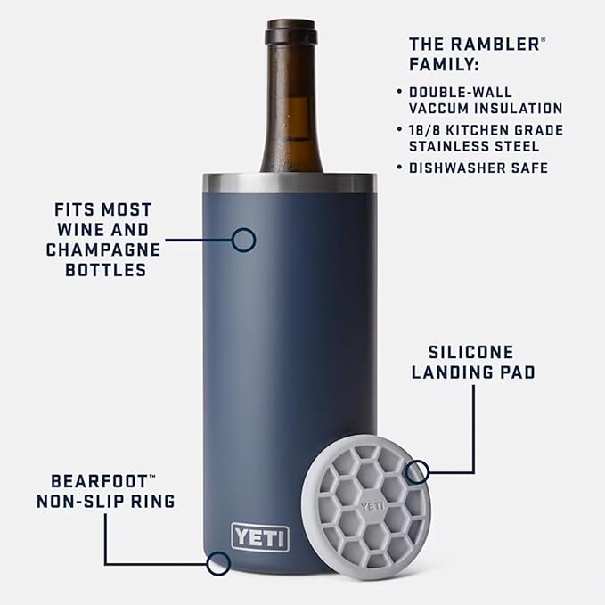 YETI Rambler Wine Chiller, Fits Most Wine Bottles, Navy