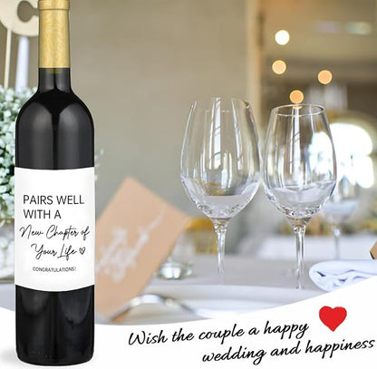 24Pcs Pairs Well with New Chapter of Your Life Wine Labels, New Job New House Home New Beginnings Wine Bottle Stickers Gifts for Women, Engagement Retirement Divorce Gifts Wine Bottle Labels