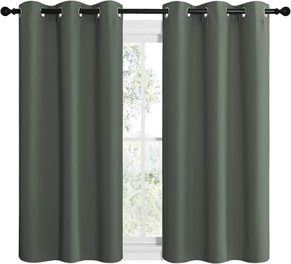 NICETOWN Blackout Curtain Panels, Home Decoration Thermal Insulated Solid Grommet Blackout Drape for Dining Room (Dark Mallard, 1 Pair, 42 by 50-Inch)