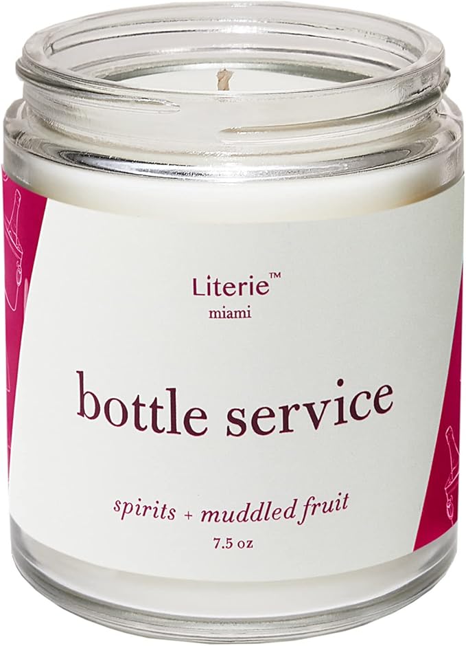 Miami Inspired Scented Candle: Bottle Service - Spirits & Muddled Fruit Scent, 7.5oz, 40 Hour Burn, Vegan Soy & Coconut Blend Candle for Home Decor, Gift for Women & Men