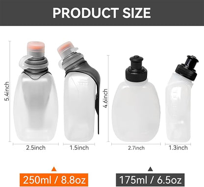 2 Pack BPA Free Water Bottles for the Running Hydration Belt (1 * 175ml & 1 * 250ml)