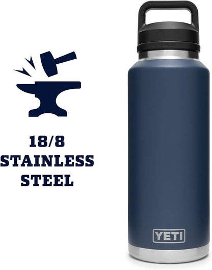 YETI Rambler 46 oz Bottle, Vacuum Insulated, Stainless Steel with Chug Cap, Navy