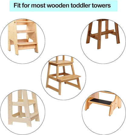 Toddler Tower Anti-Tipper 4 Pcs, Anti Tip Standing Tower Pads for Child Baby Proofing, Tilt protection Compatible with Kids Kitchen Stool Helper (Natural)