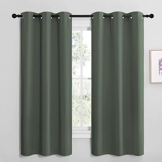 NICETOWN Blackout Curtain Panels, Home Decoration Thermal Insulated Solid Grommet Blackout Drape for Dining Room (Dark Mallard, 1 Pair, 42 by 68-Inch)