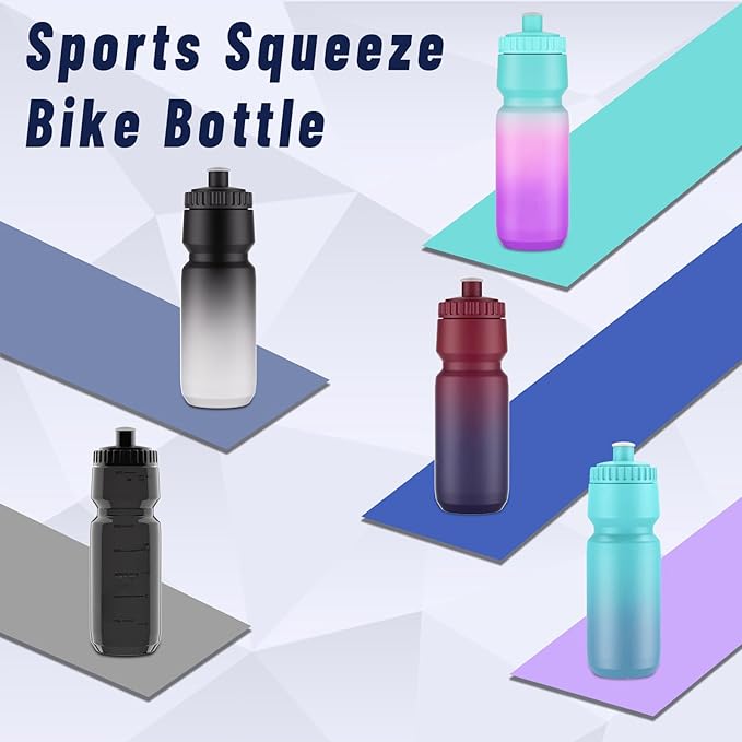 2 Pack Squeeze Water Bottles, 24oz Cycling Water Bottle, 720ml Bike Water Bottles BPA Free for cycling, Running, Hiking etc