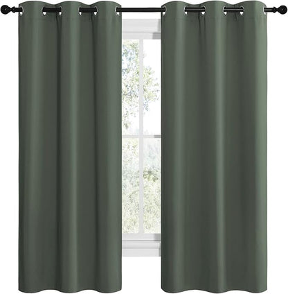 NICETOWN Blackout Curtain Panels, Home Decoration Thermal Insulated Solid Grommet Blackout Drape for Dining Room (Dark Mallard, 1 Pair, 42 by 68-Inch)