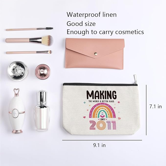 13rd Birthday Gifts for Girls, 13 Years Old Birthday Gifts Makeup Bag for Friend, Sister, Daughter, Her, Travel Toiletry Makeup Organizer Zipper Pouch - Making The World a Better Place Since 2011