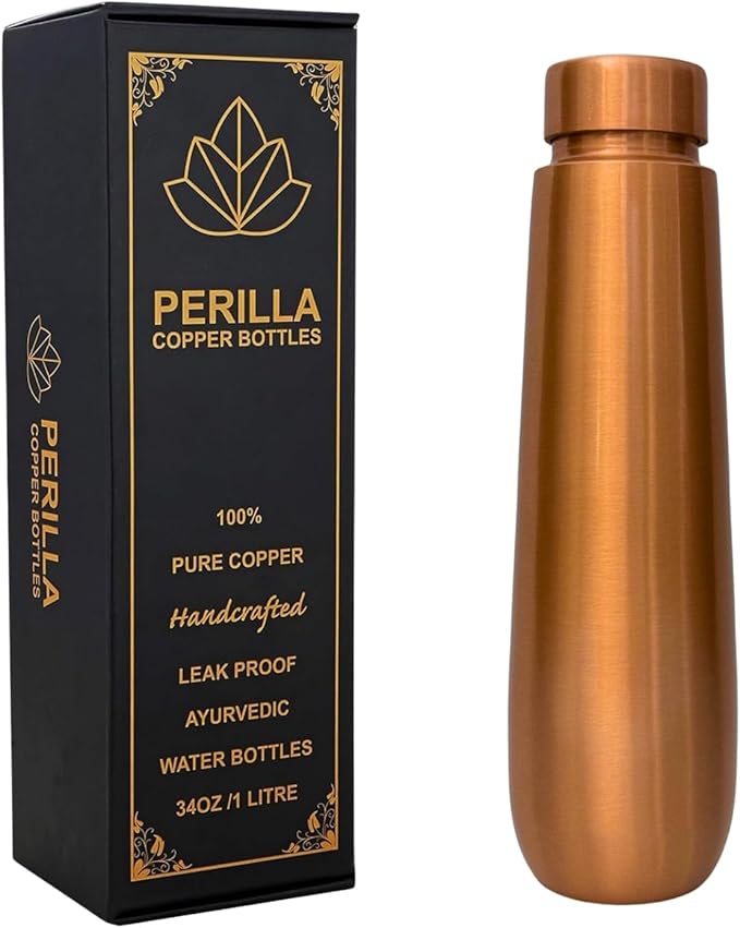 Perilla Home Copper Water Bottle 27 OZ Leak Proof 100% Pure (Tulip)