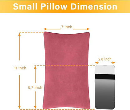 2 Pack Small Pillow, Memory Foam Mini Pillow 11 X 7 Inches for Travel, Sleeping, Nap and Neck, Knee, Lumbar Support, Tiny Pillow Cushion for Pet, Dogs (Red)