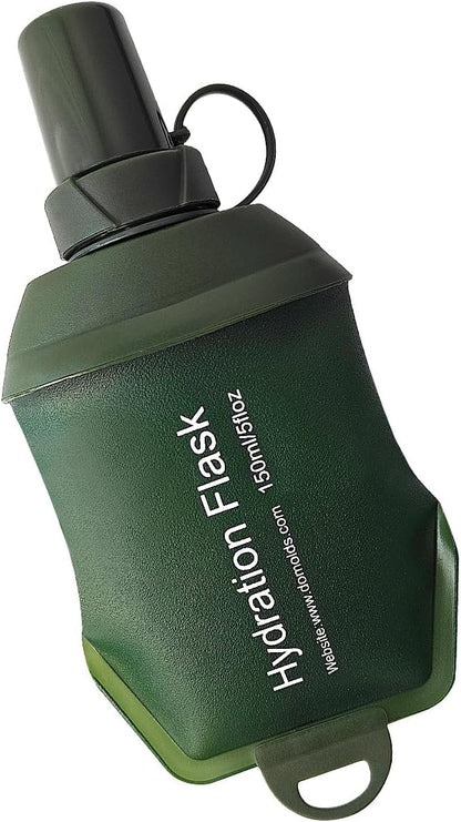 150ml Soft Flask, TPU Collapsible Soft Water Bottle for Hydration Pack, Running Vest, Folding Water Bottle for Hiking Cycling Climbing-1Pcs, Green