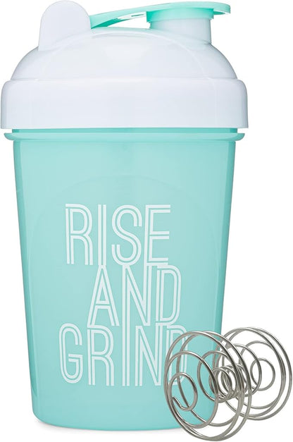 [2 Pack] 20-Ounce Shaker Bottle with Motivational Quotes (Coral & Mint) | Protein Shaker Bottle with Mixer Agitators | Blender Shaker Bottle for Protein Mixes Pack is BPA Free and Dishwasher Safe