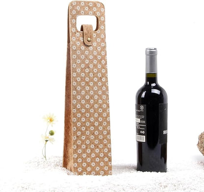 1 Bottle Wine Gift Bag, Reusable Cork Wine Tote Carrier, Champagne Beer Gift Bags for Picnic Beach Party Travel -Good Gifts for Wine Lover