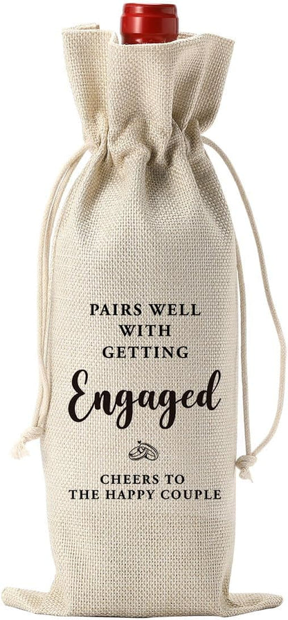 YUANHAO Engagement Wine Bag, Wedding Wine Bag, Engagement Gifts for Couples Women Men, Pairs Well With Planning a Engagement Wine Bag