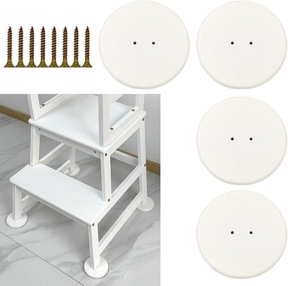 Toddler Tower Anti-Tipper 4 Pcs, Anti Tip Standing Tower Pads for Child Baby Proofing, Tilt protection Compatible with Kids Kitchen Stool Helper (White)