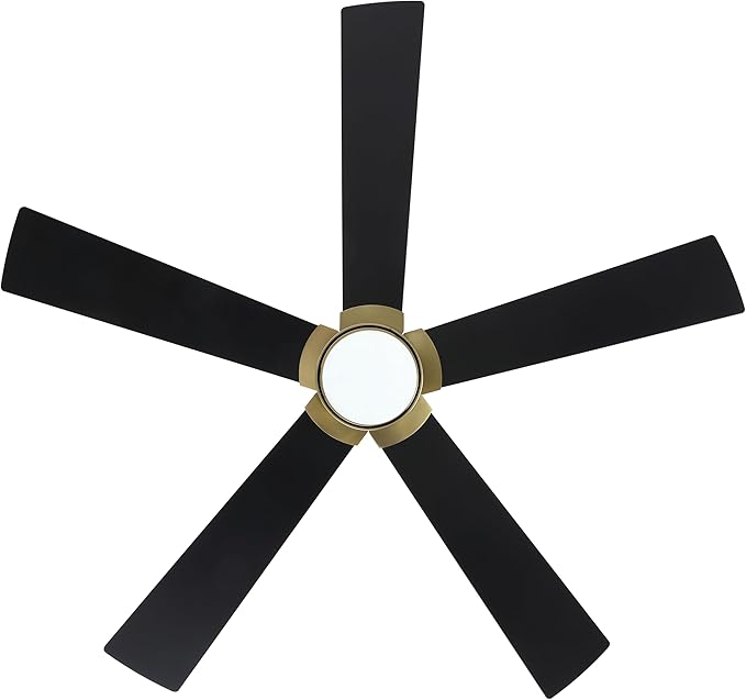 64" Ceiling Fan with Light and Remote Control, Modern Dimmable LED Light, 6-Speed Noiseless Reversible DC Motor, 5 Plywood Ceiling Fan for Kitchen Bedroom Living Room Black/Gold