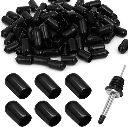 180Pcs Round Rubber End Caps 0.28" / 7mm ID Vinyl Tube Bolt Cap Cover Screw Thread Protectors for Metal Tubing Rod Bolt,Liquor Bottle Covers,Oil Bottle Caps,Spout Covers,Pourers Dust Covers Black