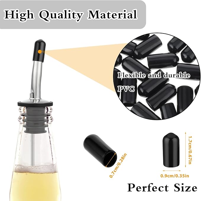 100 Pcs Pour Spout Covers for Oil Bottle Spout, Liquor Bottle Pour Spout Covers for Shot Pourer Olive Oil Dispenser Spout Dust Covers Rubber Caps (Not Include the Spout)