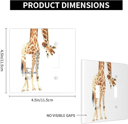 Wild Animal Watercolor Giraffe Light Switch Cover Decorative Double Plastic Toggle Wall Plate Outlet Cover for Women Girls Bedroom Kitchen Living Room Decor 4.5 * 4.5