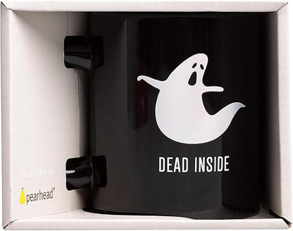 Pearhead Dead Inside Iridescent Ghost Coffee Mug, Halloween Ceramic Coffee Cup, Fall Home Decor, 13 oz