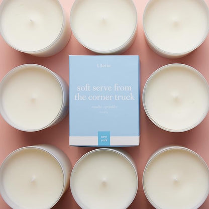 NYC Inspired Scented Candle: Soft Serve from The Corner Truck - Vanilla & Sugar Scent, 9oz, 50 Hour Burn, Vegan Soy & Coconut Blend Candle for Home Decor, Gift for Women & Men