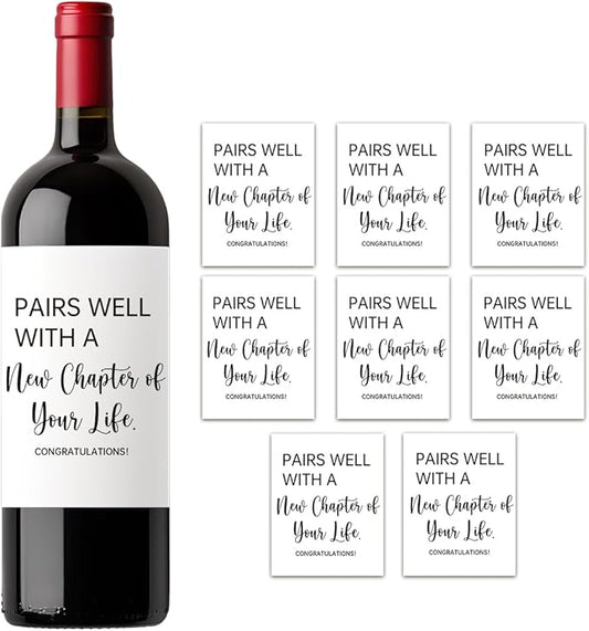 (8 Pcs) Going Moving Leaving Away Farewell New Beginnings Retirement Engagement Party Decorations Gifts for Women Men Coworker Friends, Pairs Well with New Chapter of Your Life Wine Labels