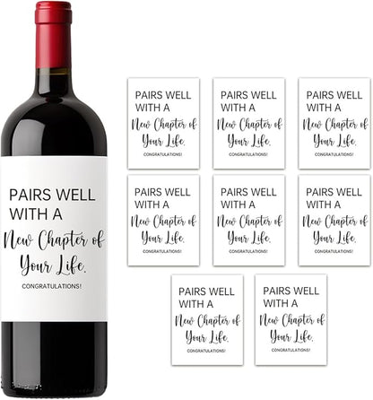 (8 Pcs) Going Moving Leaving Away Farewell New Beginnings Retirement Engagement Party Decorations Gifts for Women Men Coworker Friends, Pairs Well with New Chapter of Your Life Wine Labels