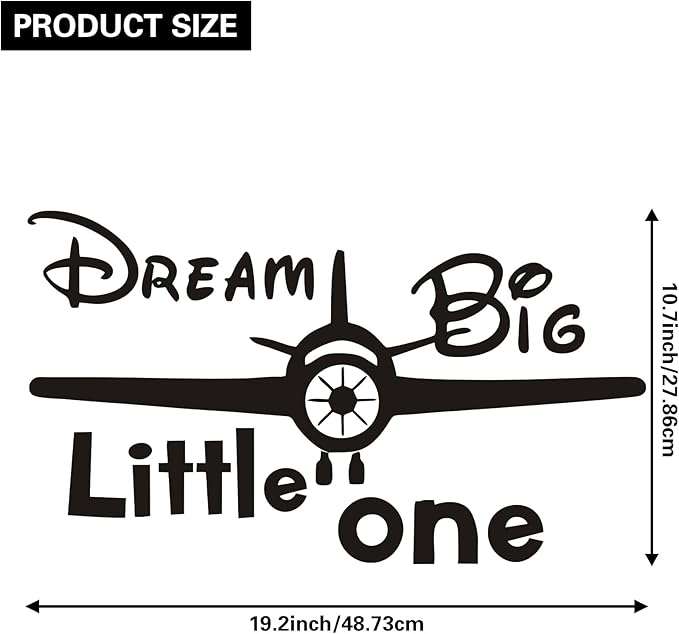 Airplane Wall Sticker, Dream Big Little One Inspirational Quote Wall Decor Stickers Removable DIY Aircraft Wall Decal for Living Room Bedroom Home Decor, Gift Wallpaper Mural for Boys, Girls, Kids