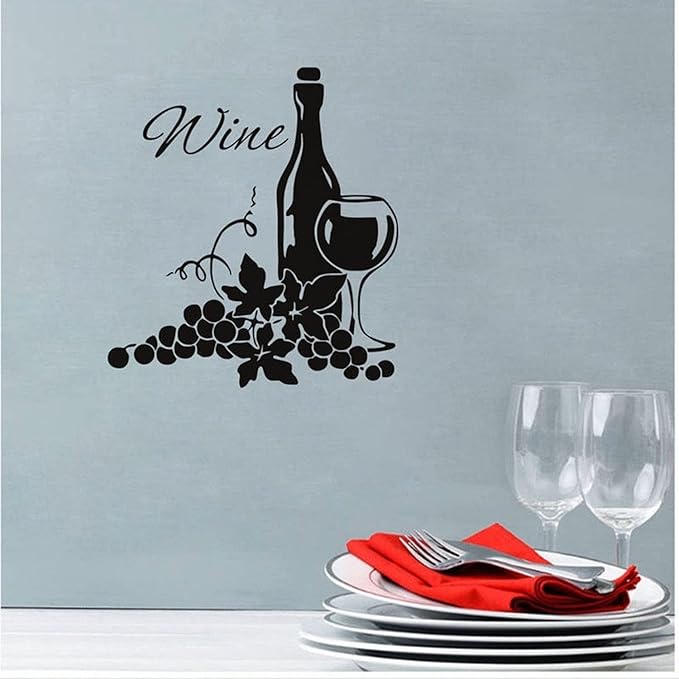 SUNONE11HKA Grapes Wine Bottle Wall Sticker Kitchen Dining Room Wall Decal Room Decor