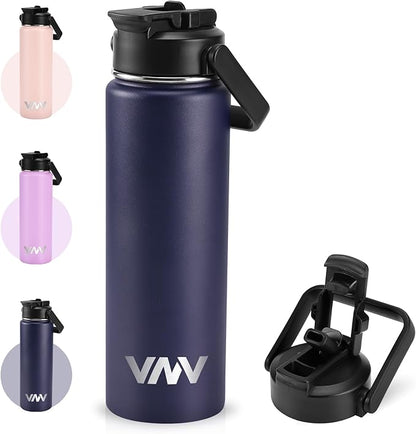 VNV 24 Oz Insulated Water Bottle, Stainless Steel Vacuum Double Wall Insulated Thermos, Leak Proof Travel Mug with Straw Lid, for Home and Outdoor