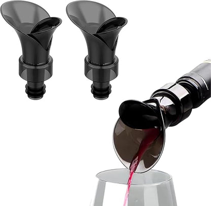 2 in 1 Wine Stopper Pourer, 2PCS Wine Accessories Bottle Corks Keeps Wine Fresh, No Drip No Spill - Perfect Fit for Every Wine Bottle