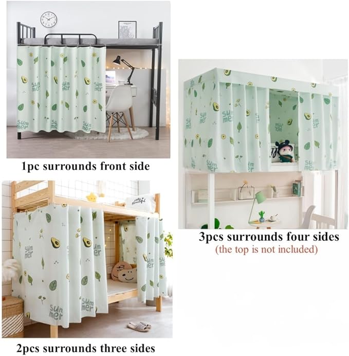 SIQITECHNO 2 Pieces Upper/Bottom Bunk Bed Curtains Dorm Home Blackout Privacy Bed Cloth Curtain Shading Breathable Dustproof Bed Canopy with Rope and Buckles for Kids Teen Loft Bed Single Sleeper