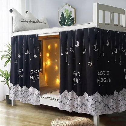 SIQITECHNO 2 Pieces Upper/Bottom Bunk Bed Curtains Dorm Home Blackout Privacy Bed Cloth Curtain Shading Breathable Dustproof Bed Canopy with Rope and Buckles for Kids Teen Loft Bed Single Sleeper