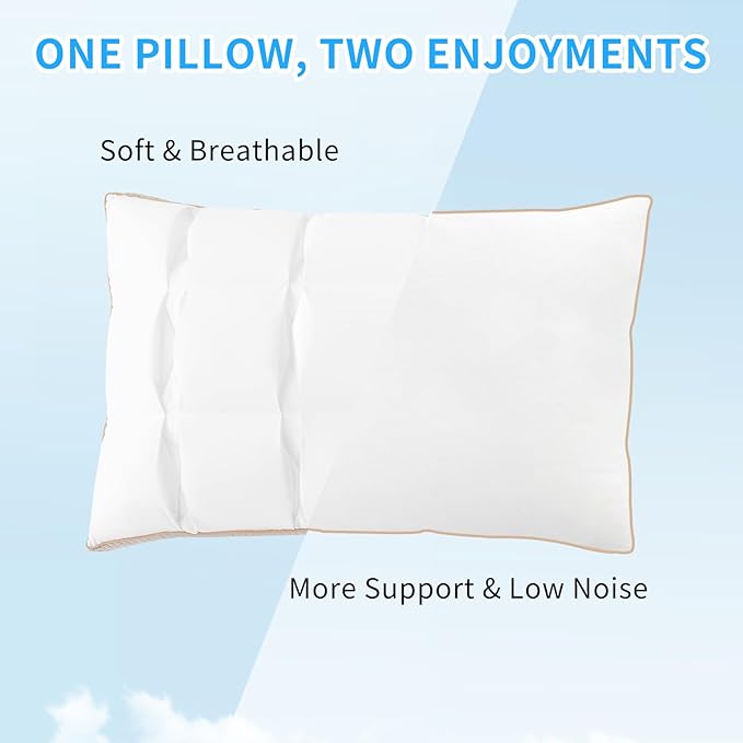 YOUR MOON Soft Pillow Standard for Sleeping, Super Soft Support Down Alternative Pillow, 100% Cotton Shell Luxury Comfy Fluffy Bed Pillows for Sleep(White)