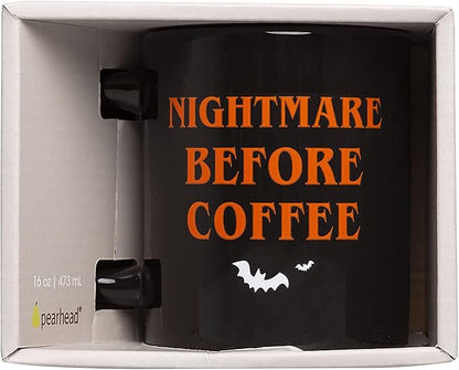 Pearhead Nightmare Before Coffee, Halloween Novelty Mug, Fall Home Dećor Accessories, Holiday Gift, Large Coffee Cup, 16oz