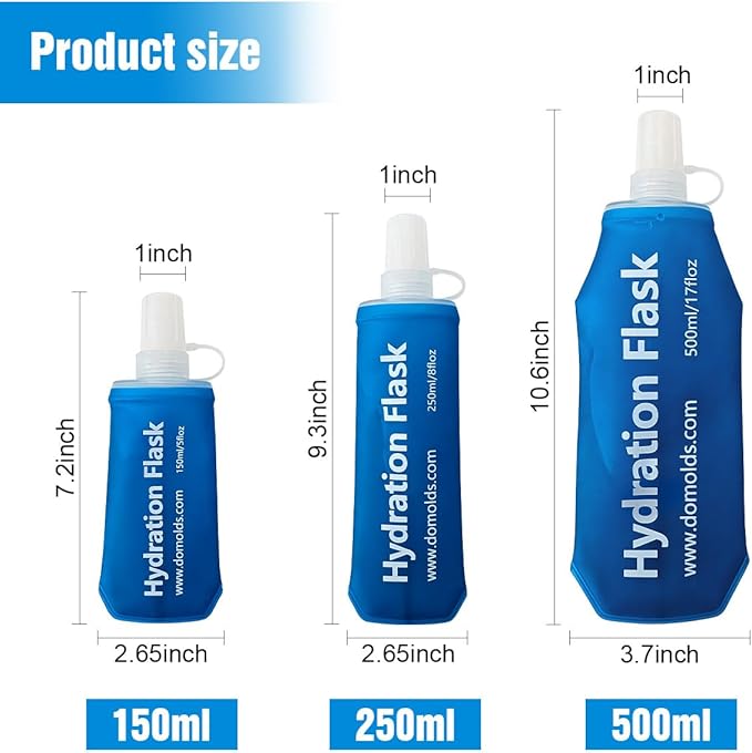 150ML Soft Flask, Running Water Bottle Foldable TPU Hydration Flask for Running Hydration Pack Cycling Hiking Marathon