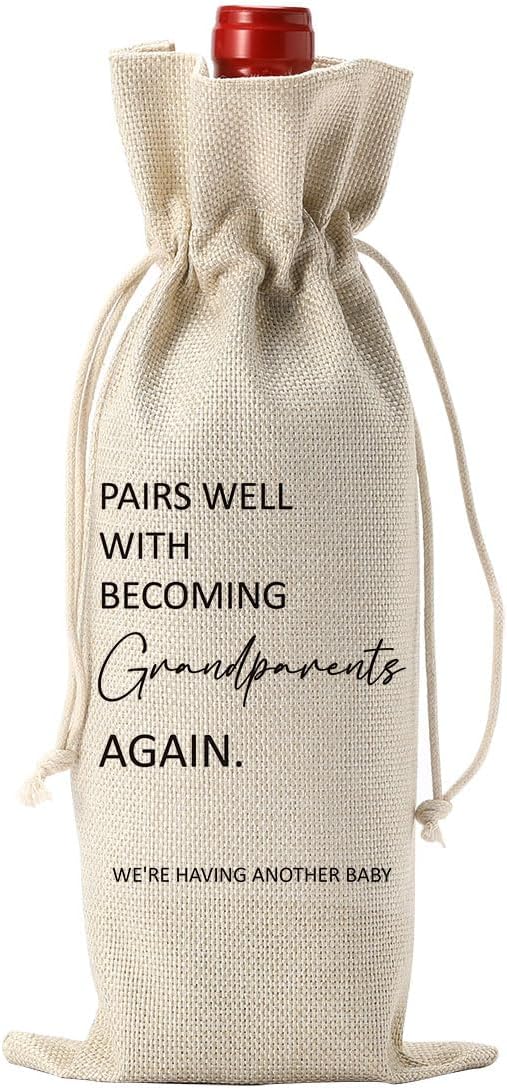 YUANHAO Grandparents Wine Bag First Time Grandparents Gifts New Grandparent Gifts Pairs Well With Becoming Grandparents Wine Bag Baby Announcements Gifts Ideas