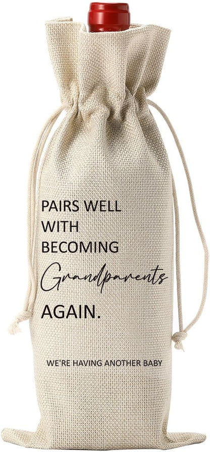 YUANHAO Grandparents Wine Bag First Time Grandparents Gifts New Grandparent Gifts Pairs Well With Becoming Grandparents Wine Bag Baby Announcements Gifts Ideas